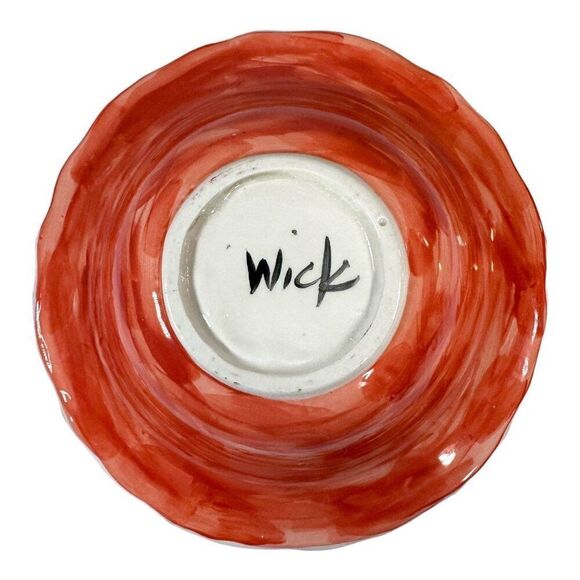 Vintage Mexico Seahorse Hand-Painted Pottery Bowl Coastal Village Design By Wick - Picture 3 of 5